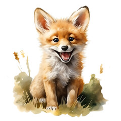Watercolor Cute Fox Illustration