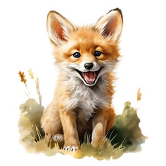 Obraz premium Watercolor Cute Fox Illustration
