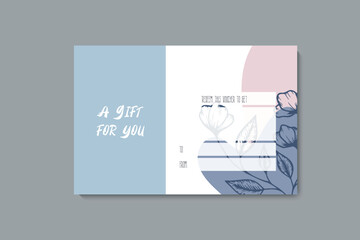 Set of colorful gift cards template. Modern style vector illustration of flowers for saloon, gallery, spa, shop. Gift voucher	
