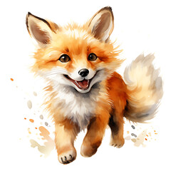 Watercolor Cute Fox Illustration
