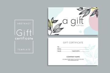 Set of colorful gift cards template. Modern style vector illustration of flowers for saloon, gallery, spa, shop. Gift voucher	
 - obrazy, fototapety, plakaty
