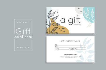 Set of colorful gift cards template. Modern style vector illustration of flowers for saloon, gallery, spa, shop. Gift voucher	
 - obrazy, fototapety, plakaty