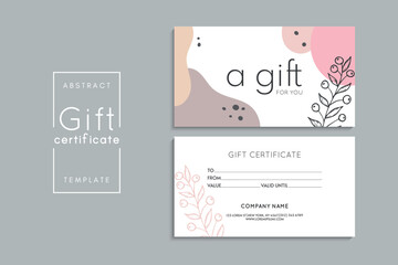 Set of colorful gift cards template. Modern style vector illustration of flowers for saloon, gallery, spa, shop. Gift voucher	
