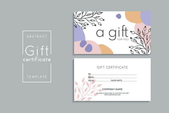 Set of colorful gift cards template. Modern style vector illustration of flowers for saloon, gallery, spa, shop. Gift voucher	
