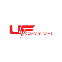 UF logo design simple modern template. Electrical creative UF letter logo design