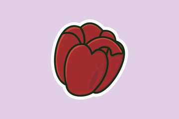 Red Bell Pepper Vegetables Sticker vector illustration. Food nature icon concept. Garden fresh food vegetable bell pepper sticker design logo.