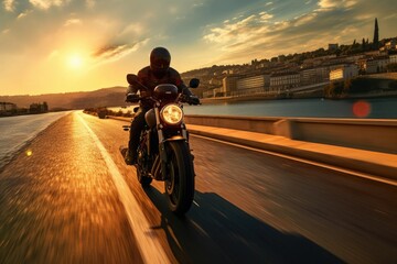 Thrilling Motorcycle Adventure on the Open Highway Generative AI