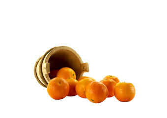 tangarines and wooden bucket