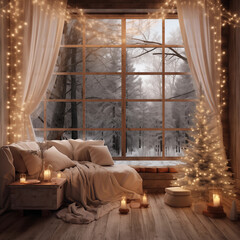 beautiful interior background in the country, generative AI