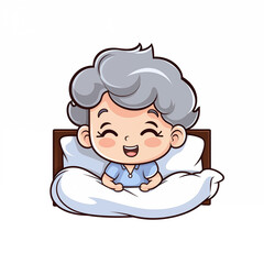 illustration of grandma on the bed