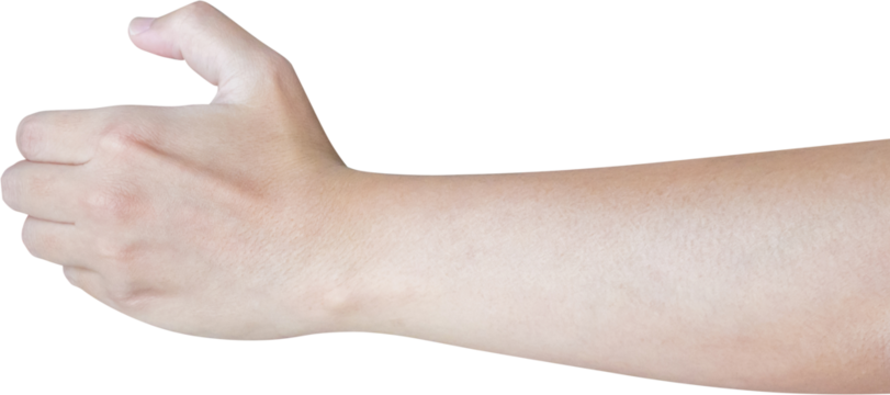 man hand gesture holding something isolated on white background