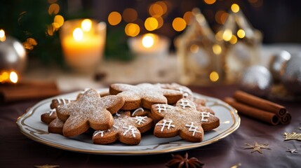 Ginger cookies on a festive decorated Christmas table
