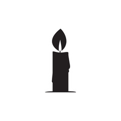Burning Candle Vector Logo Template in Simple Flat Style.