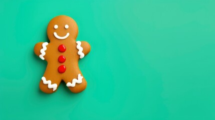 Naklejka premium Gingerbread cookie man on bright colorful background