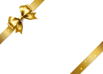 きらきら輝くサテンのリボン（斜め・ゴールド）