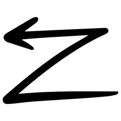 Hand drawn zigzag arrow sign left direction vector clipart - obrazy, fototapety, plakaty