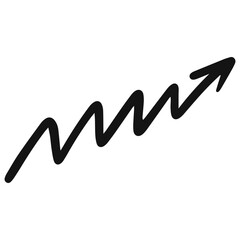 Business arrow sign right and up direction wave curve