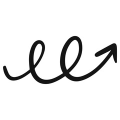 Double spiral curve arrow doodle element vector clipart