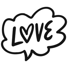 Love word text black color sign in cloud chat frame vector art