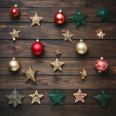 Ornamental Elegance: Glittering Christmas Decor in Festive Array, generative AI