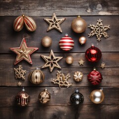 Obraz na płótnie Canvas Ornamental Elegance: Glittering Christmas Decor in Festive Array, generative AI