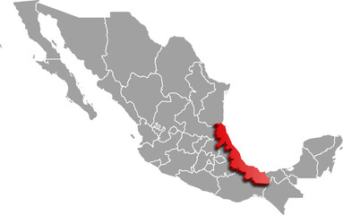 VERACRUZ MAP MEXICO DEPARTMENT 3D MAP