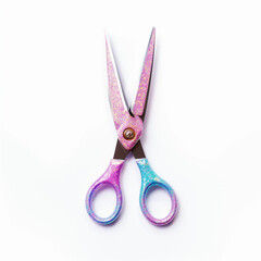 Colorful scissors for children. Pink and blue tool isolated on white. AI-generated