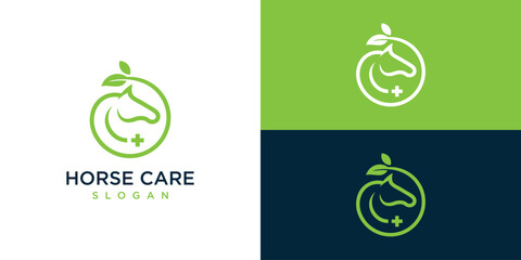 Horse Care leaf Logo Design Icon Symbols Vector Illustration. © oinbrand