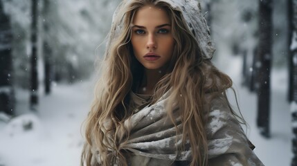 Beautiful woman portrait photography, photo, pretty girl, winter fashion, Generative AI