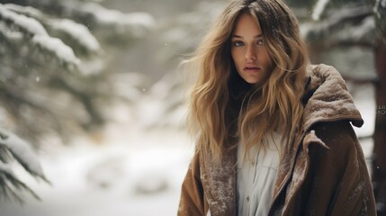 Beautiful woman portrait photography, photo, pretty girl, winter fashion, Generative AI