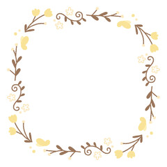 Obraz premium Circle floral daisy flower cute minimal watercolor border frame spring summer wedding day baby shower birthday decoration 