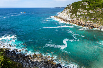 Cliffs in the Cantabrian Sea. Deserted beach in Spain
