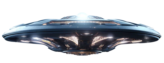 Zelfklevend Fotobehang UFO png Unidentified flying object png alien spaceship png ufo flying png UFO transparent background © HugePNG