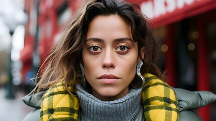 Fototapeta premium Beautiful woman portrait photography, photo, pretty girl, winter fashion, Generative AI