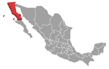 BAJA CALIFORNIA MAP MEXICO DEPARTMENT 3D MAP