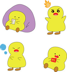 vector duck in many moods