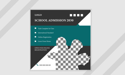 Junior and senior high school promotion banner school admission .