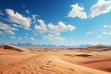 Fototapeta na wymiar Beautiful sand dunes in the desert with blue sky