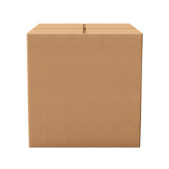Single cardboard box isolated on transparent background. AI generated.