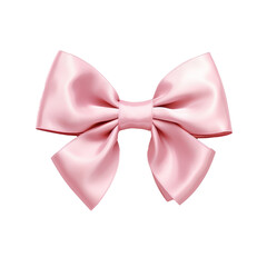 Pink ribbon with bow isolated on transparent background. AI generated.