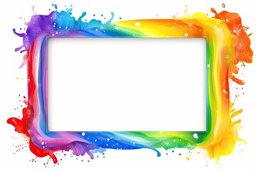 Fototapeta na wymiar Empty rainbow frame, white background