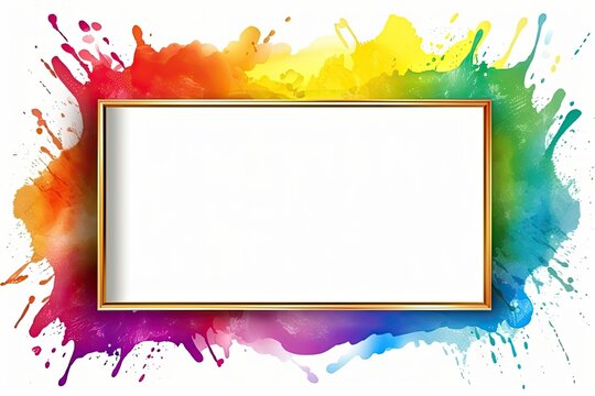 Empty rainbow frame, white background