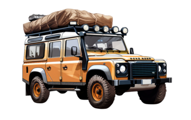 Jungle Safari Thrillride Explorers Jeep on a White or Clear Surface PNG Transparent Background