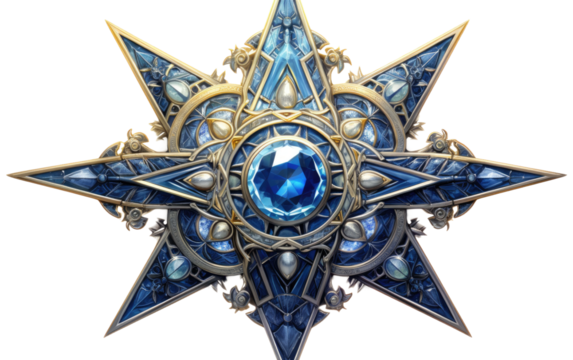 Gemstone Gateway Sapphire Star Entry on a White or Clear Surface PNG Transparent Background