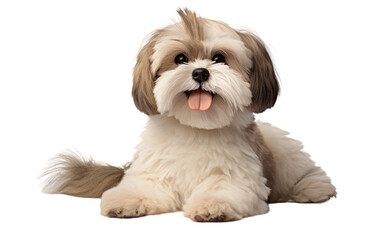 Shih Tzu Plushie Playful Canine Companion on a White or Clear Surface PNG Transparent Background