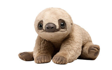 Fototapeta premium Slow-Motion Snuggles SensorySloth Plush on a White or Clear Surface PNG Transparent Background