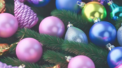 Obraz na płótnie Canvas Christmas background with decorative tree ball