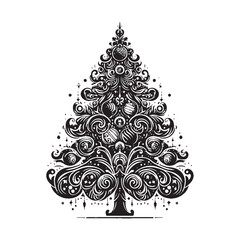 Ethereal Chrismiss Tree Silhouette: A Graceful and Detailed Rendition Capturing the Holiday Spirit in Shadows

