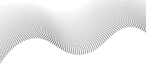 dots modern Flowing dots particles wave pattern halftone gradient curve shape isolated on white background. Vector in concept of technology, science, music, modern.