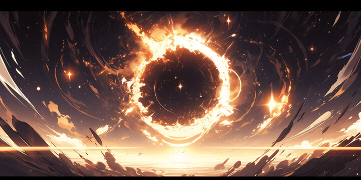 explosion of sun anime art